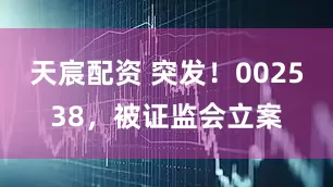 天宸配资 突发！002538，被证监会立案